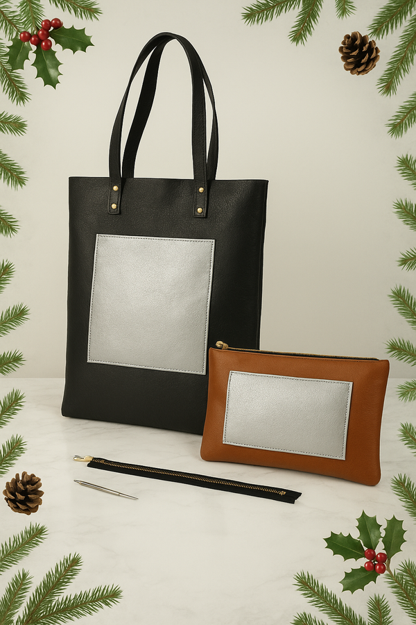The Charlie Tote Bag & Arthur Clutch KIT MEGA FESTIVE BUNDLE- Leather Bag making Kit + Online Course